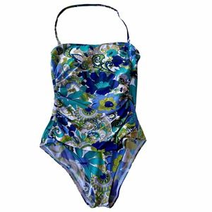 Tommy Bahama One Piece Swimsuit Halter Removable Strap Size 12 EUC